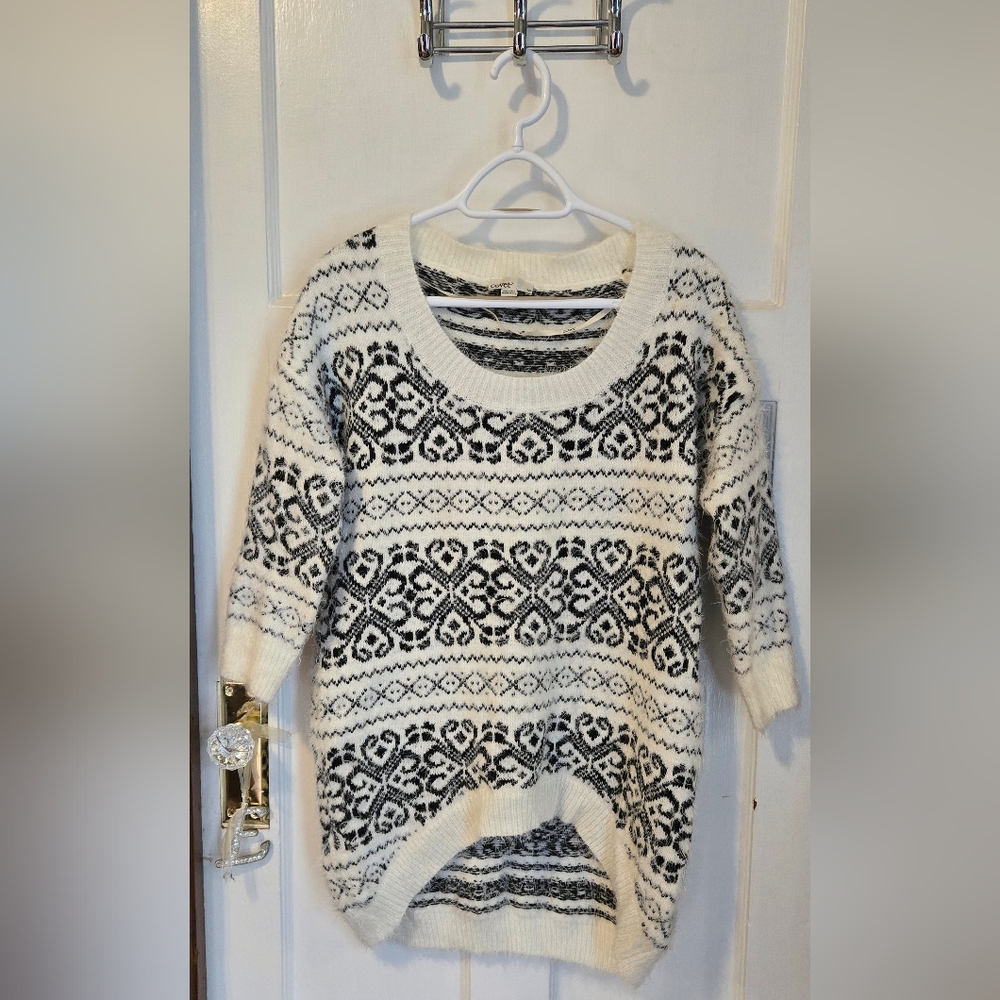 Covet Cozy Black and White Patterned Sweater